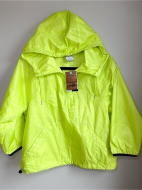 Nike Neon Lime Hooded Pullover Rain Jacket